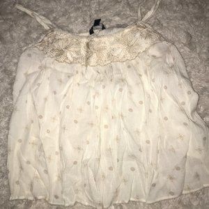 American Eagle flowy white polka dot tank top